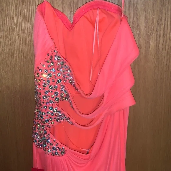Coral Formal Prom Dress - Picture 3 of 11